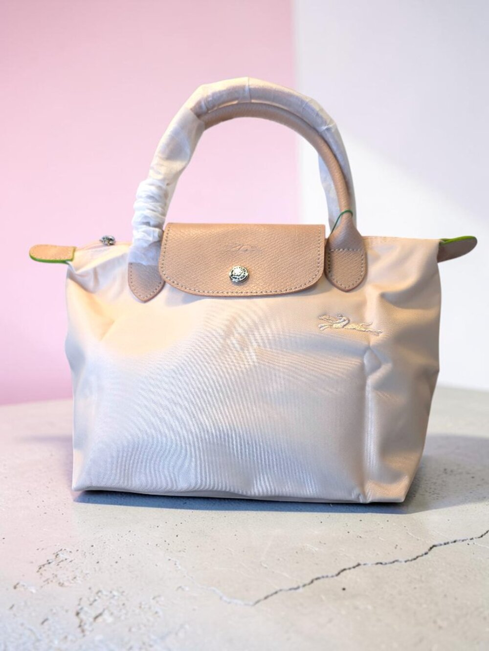 Pale Pink Foldable Nylon Tote Bag  NWT